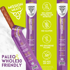 Mission Meats Original nutrition label highlights zero sugar and 9g protein.