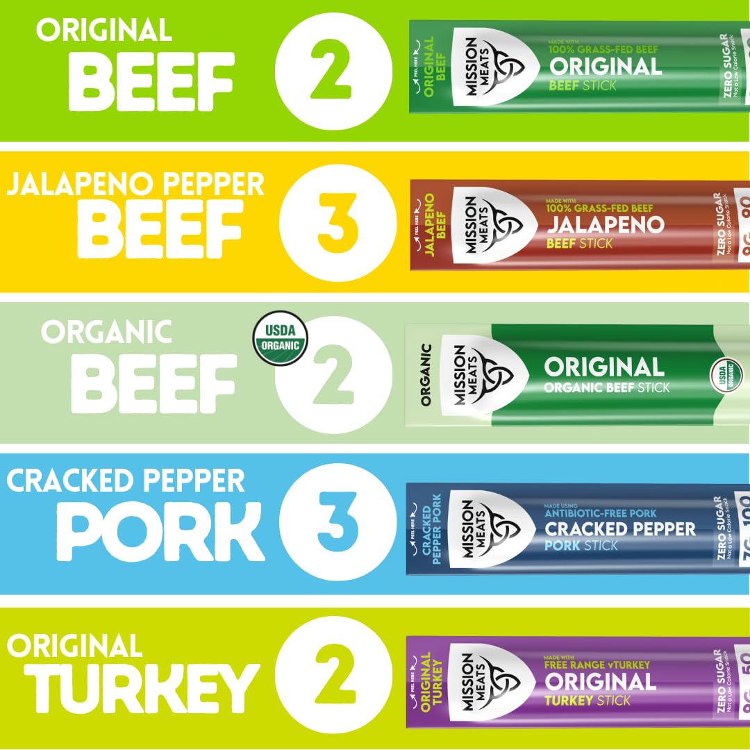 Mission Meats jalapeno grass-fed beef sticks, spicy on the go.