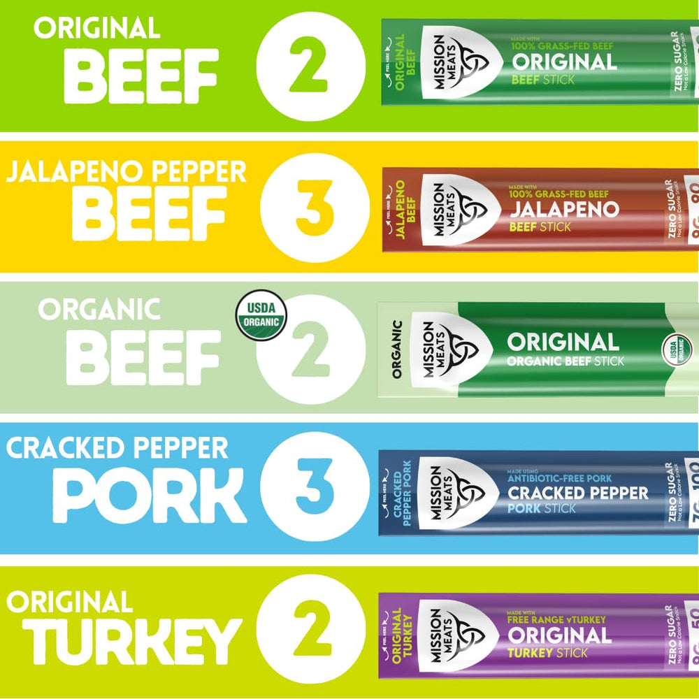 Mission Meats jalapeno grass-fed beef sticks, spicy on the go.