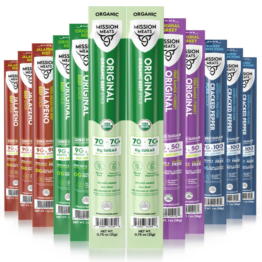 Mission Meats organic beef sticks for on the go protein.