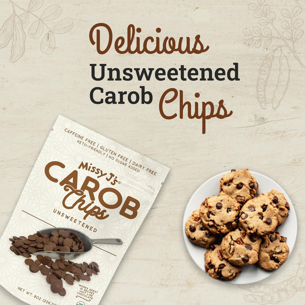 Missy J's vegan gluten-free carob chips pack signals allergy-friendly snacking