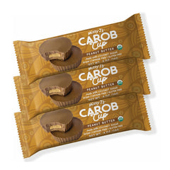 Missy J's Carob Cups 3-pack front view, ideal for quick energizing snacks
