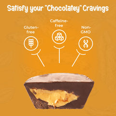 Missy J's Carob Cups ingredient closeup with organic, non-GMO formula