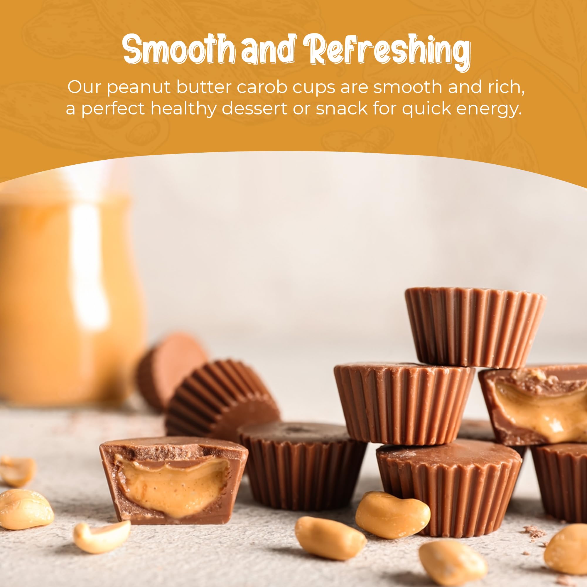 Missy J's Carob Cups melting texture on warm background