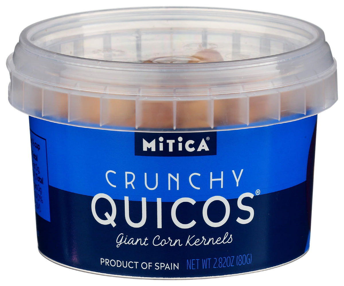 Mitica Quicos crispy corn snack close-up showing crunchy texture for on-the-go bites