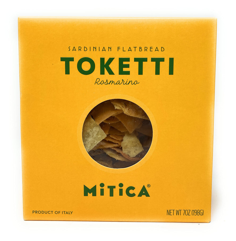 Mitica Rosemary Toketti Pane Carasau Crackers close-up shows crisp texture, ideal for antipasti