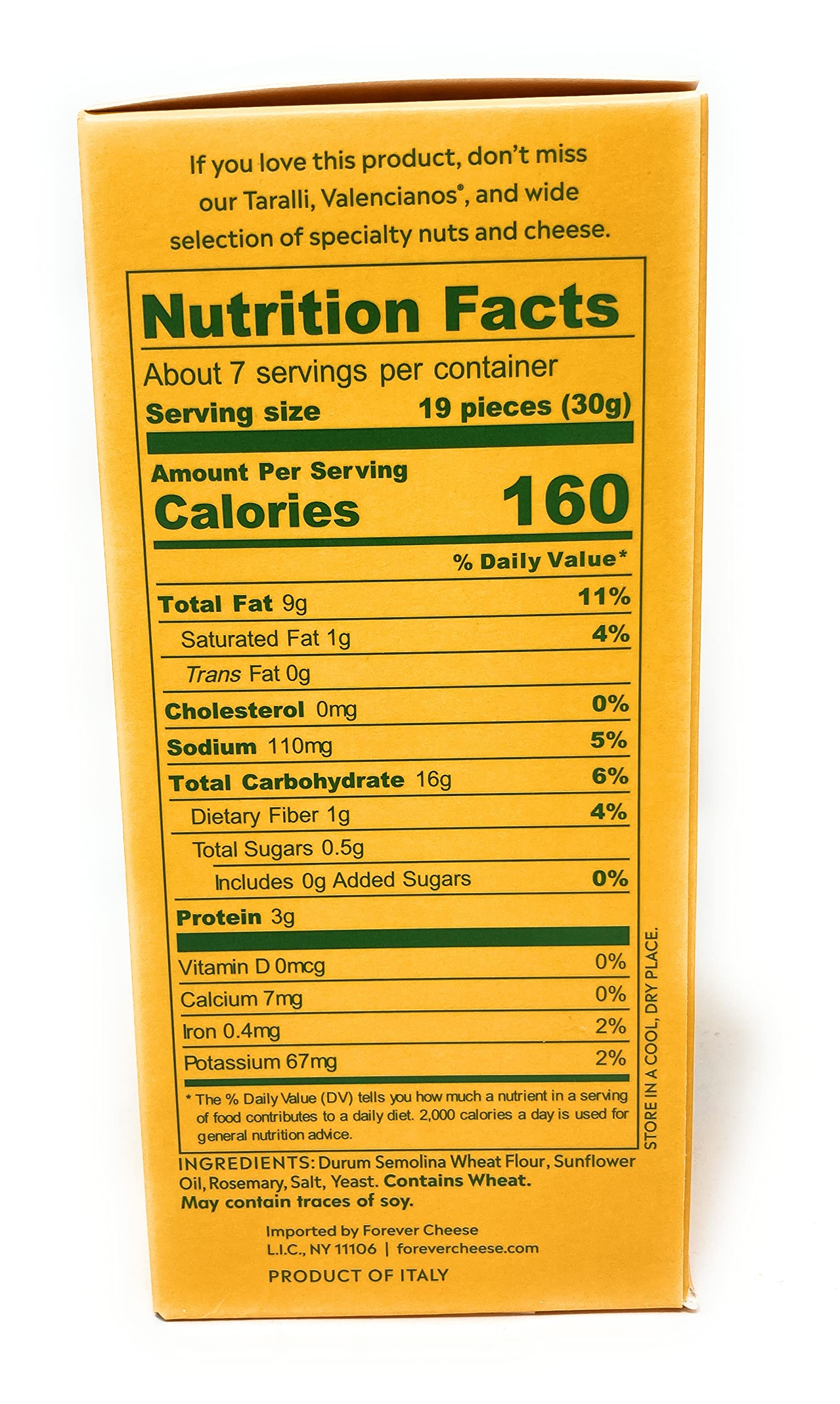 Mitica Rosemary Toketti Pane Carasau Crackers packaging highlights rosemary flavor for snacking