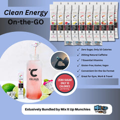 Energy packets in gym bag show on-the-go hydration and clean caffeine