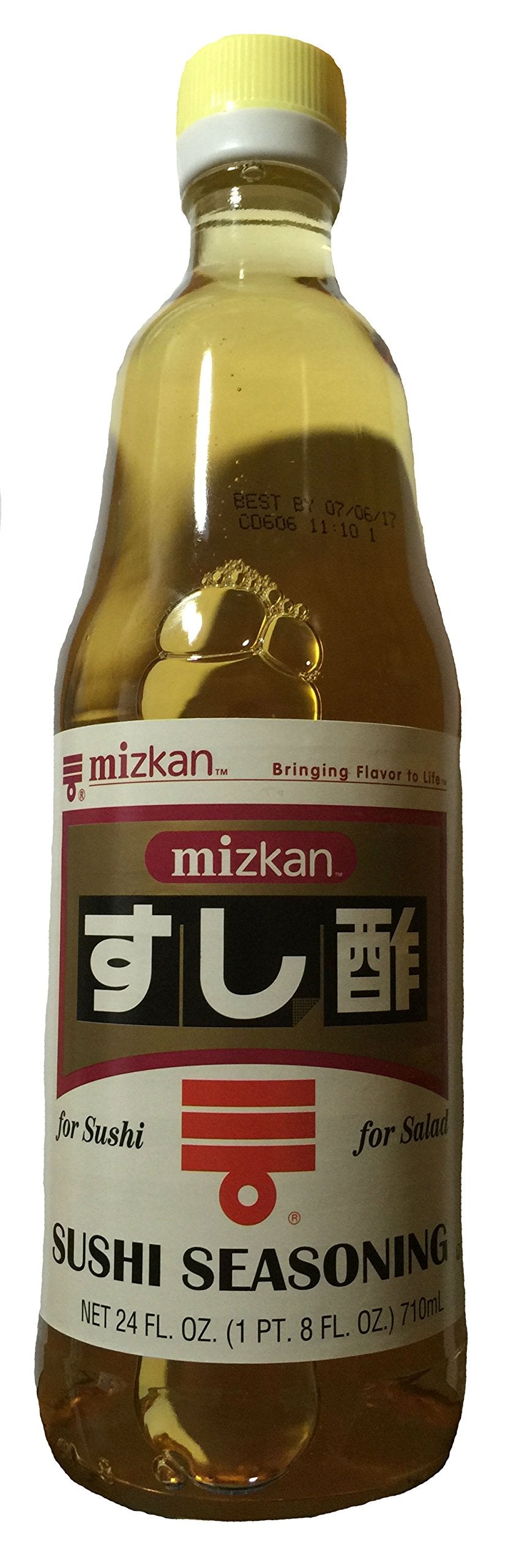 Mizkan Vinegar Sushi Seasoning bottle front view for authentic flavor boosting.