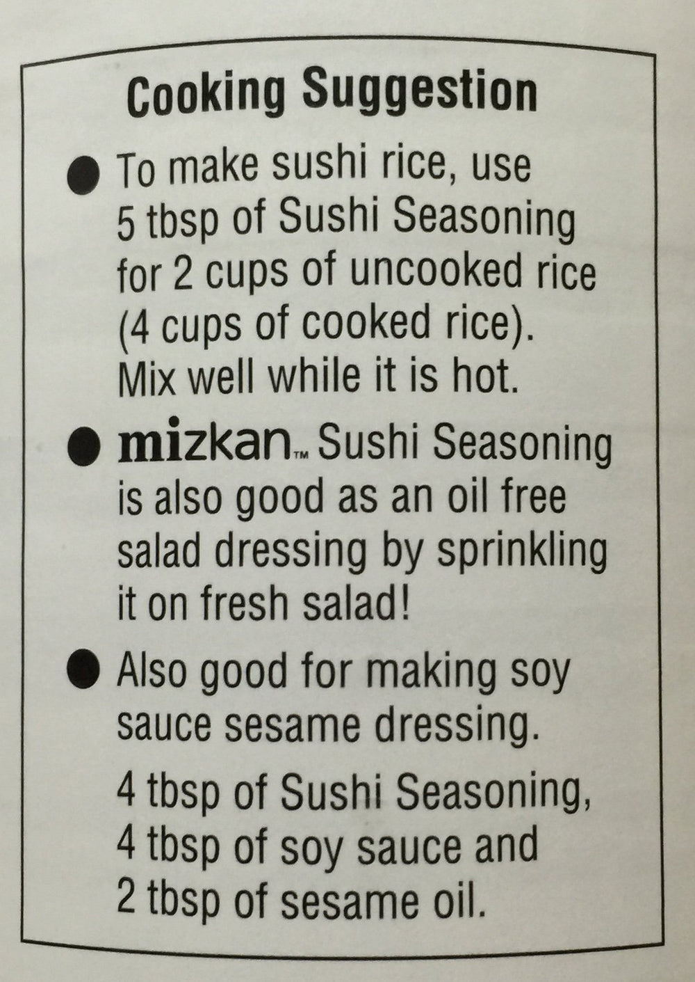 Mizkan Vinegar Sushi Seasoning on a sushi roll showcases premium flavor.