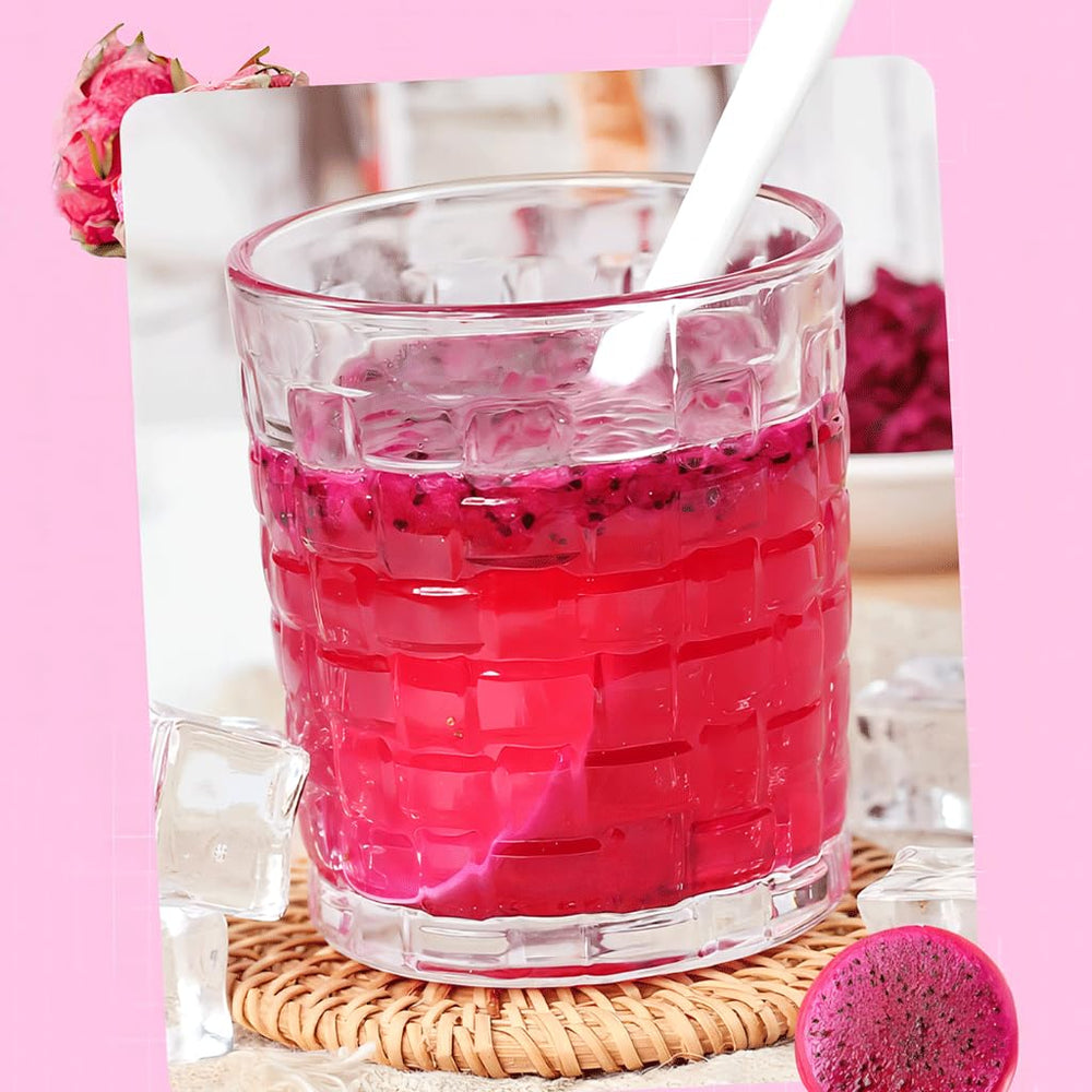 Mkostlich dragon fruit cubes in yogurt adding color and texture