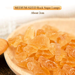 Close-up of pale yellow rock sugar crystals ideal for soups and broths.