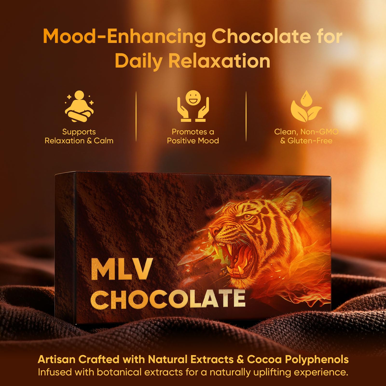 Packaging of MLV Chocolate eight bars ready for sharing.