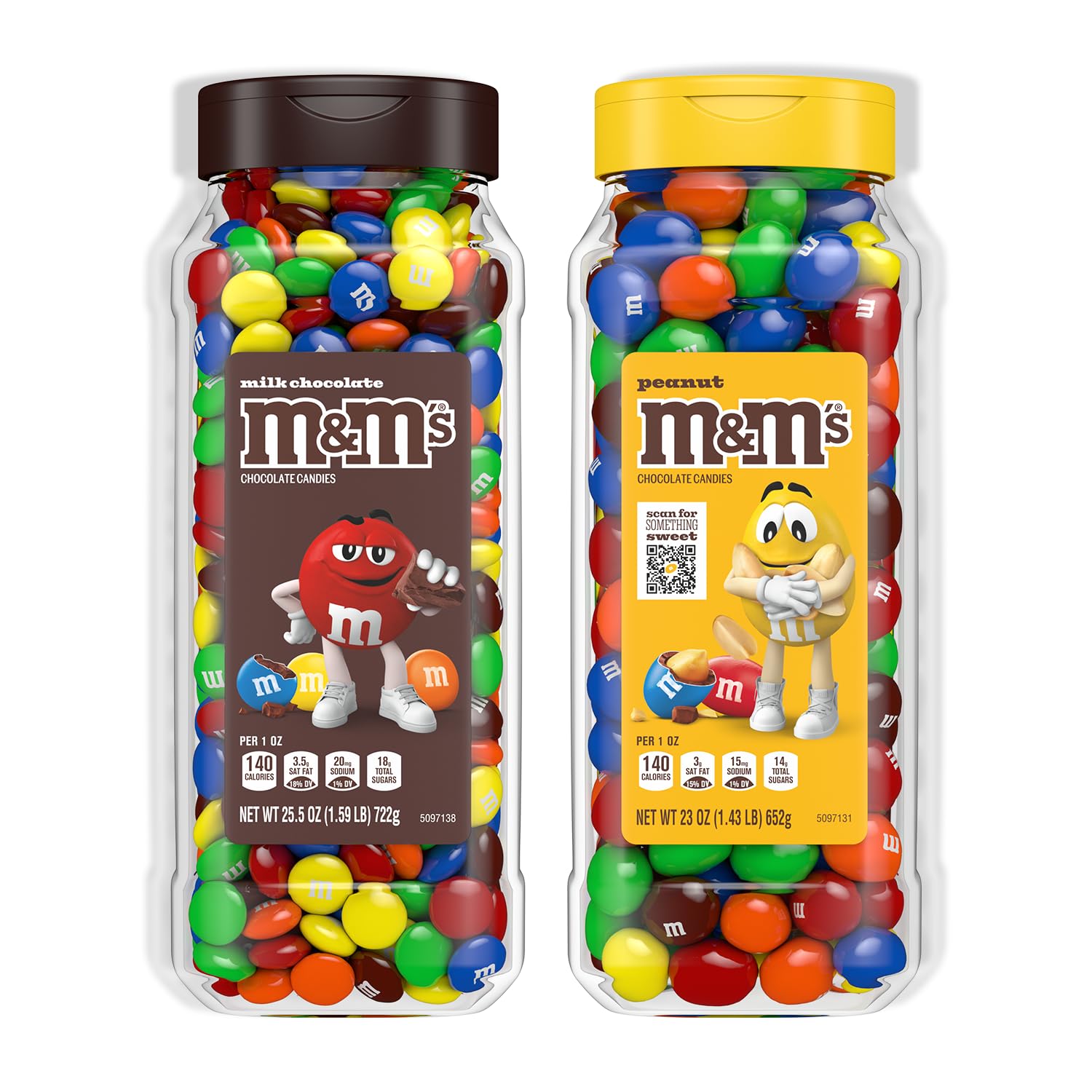 M&M's Milk Chocolate Candy Jar 2-pack with resealable lid for sharing.