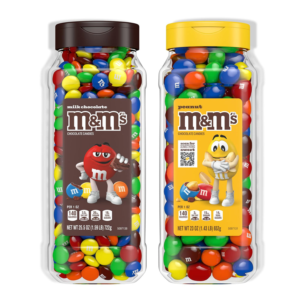 M&M's Milk Chocolate Candy Jar 2-pack with resealable lid for sharing.