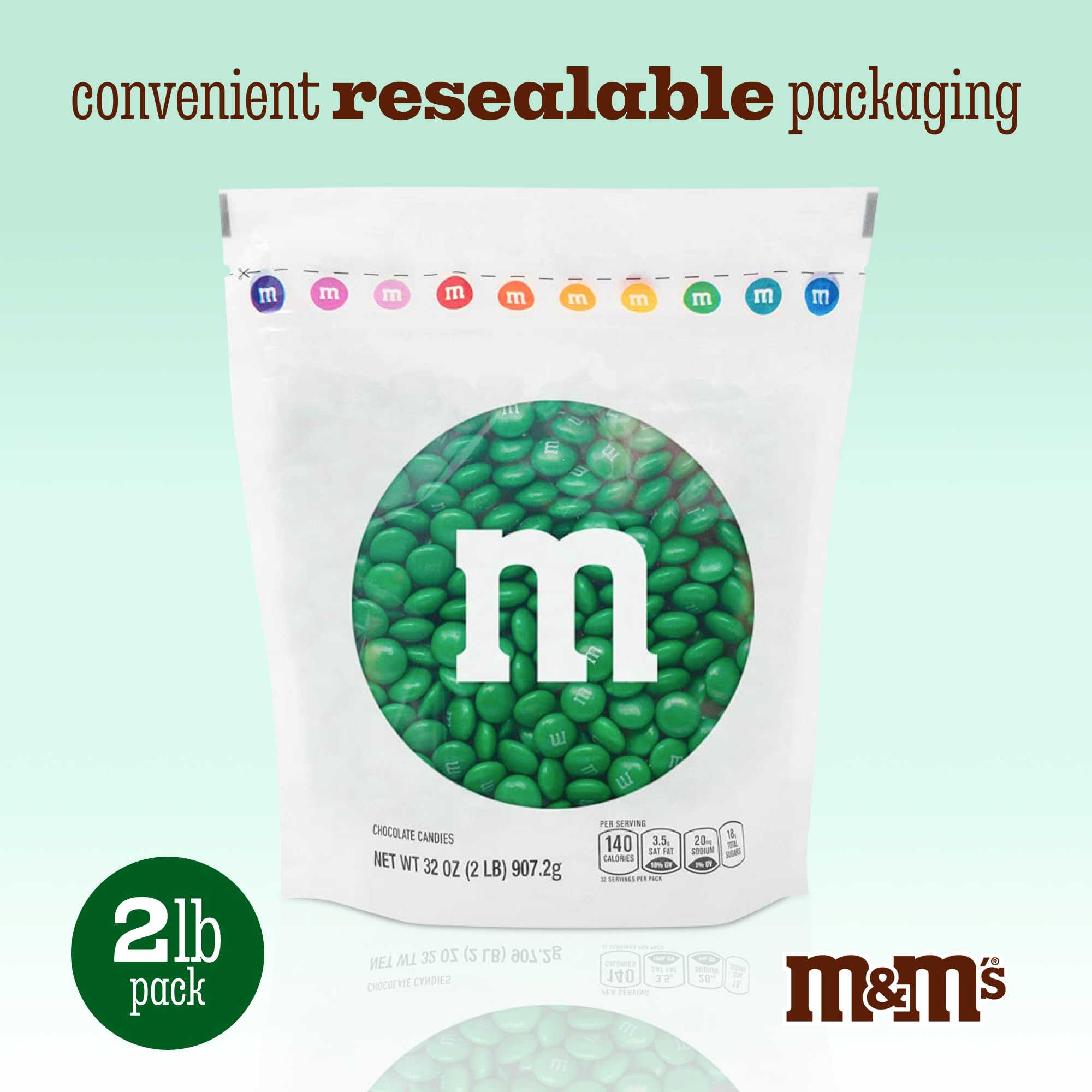 M&amp;M’S WORLD dark green milk chocolate candy Christmas treats perfect for gifting.