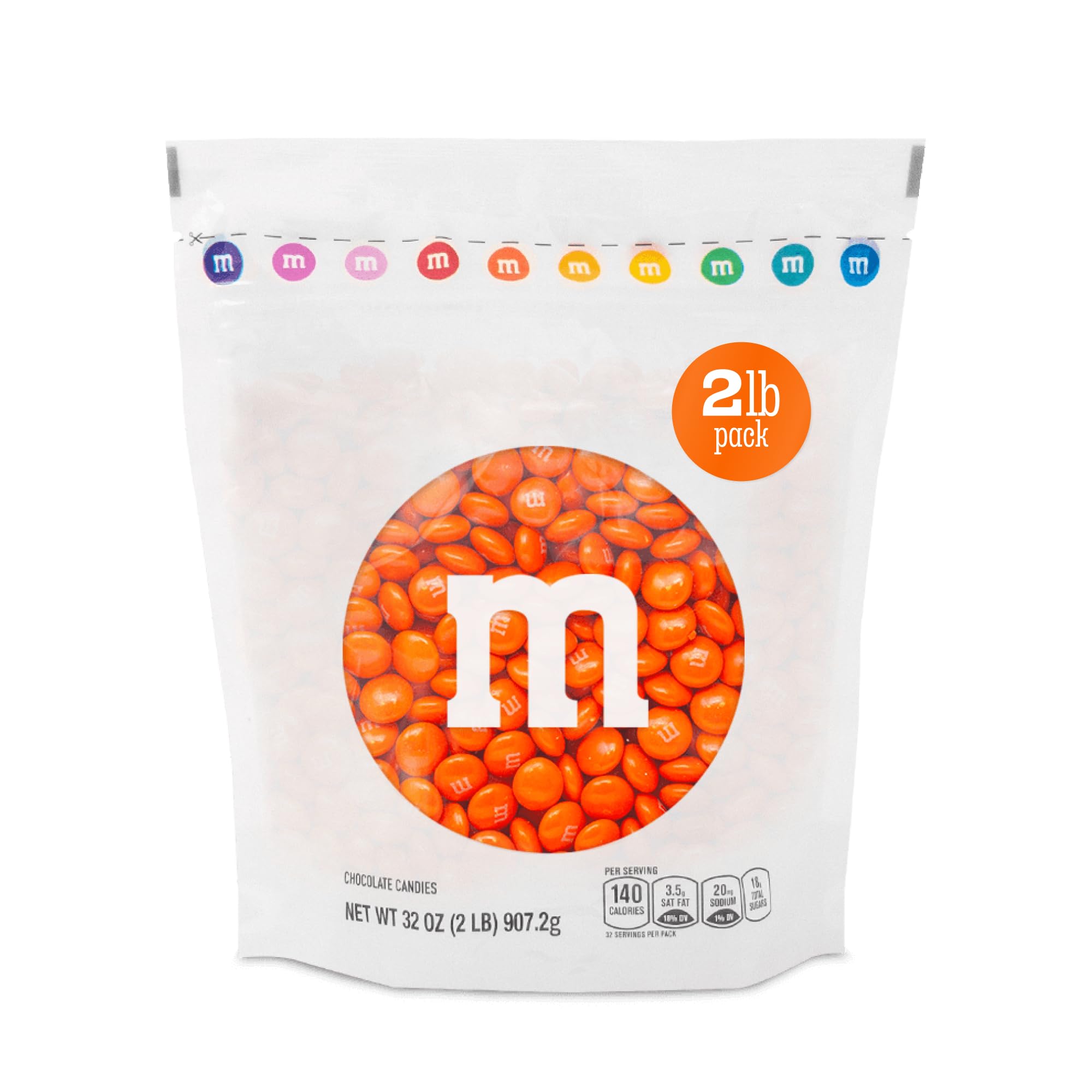 M&M's World orange milk chocolate bulk bag for easy party snacking.