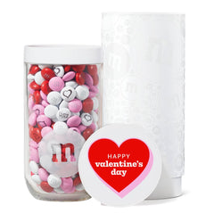 M&M’S World Valentine gift jar featuring personalized colors and ready-to-gift packaging.