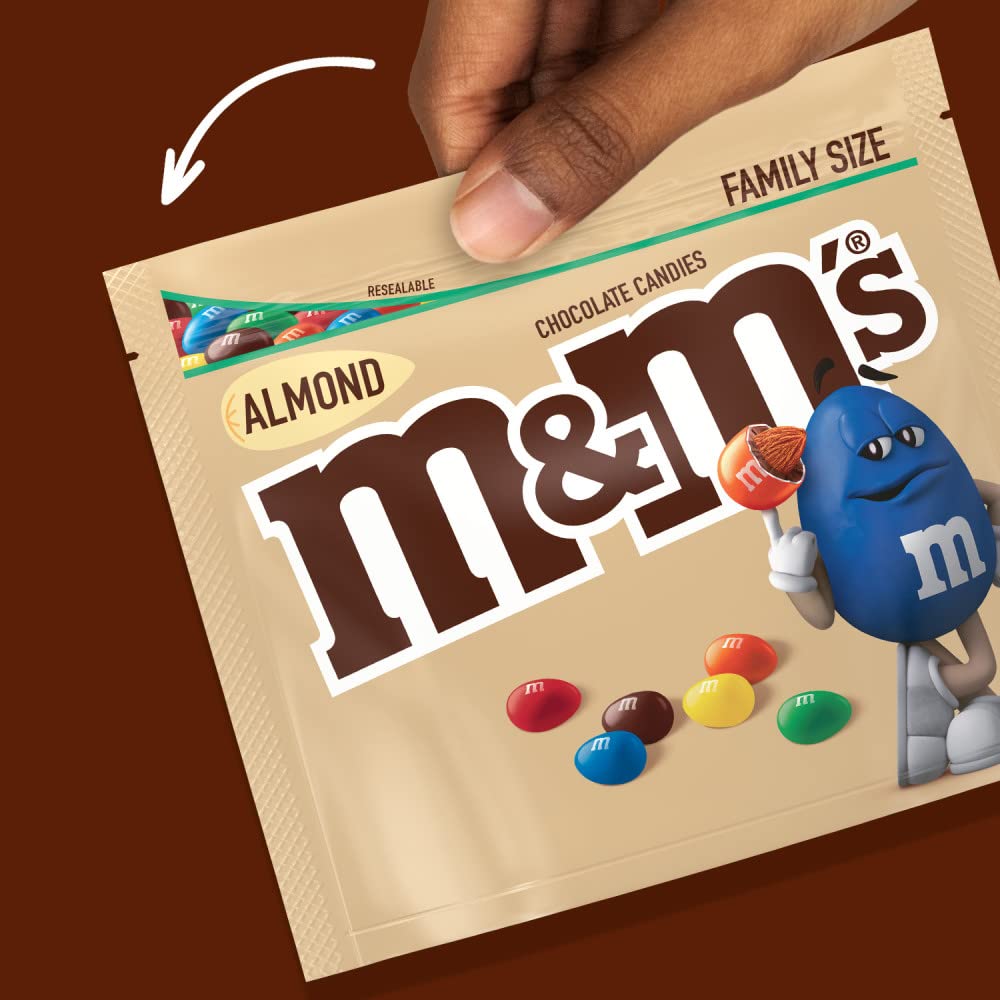 M&M'S candy sprinkled on ice cream as dessert topping.