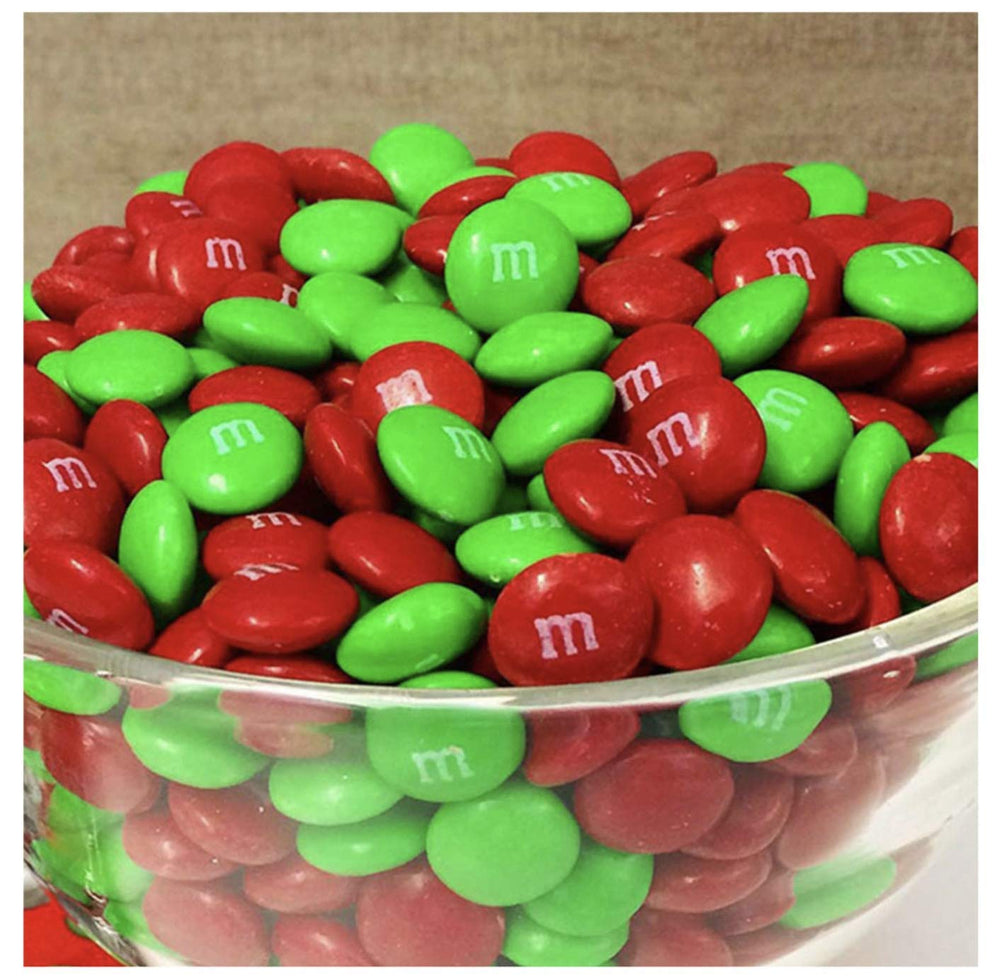 M&M's candy dish decor for holiday gatherings.