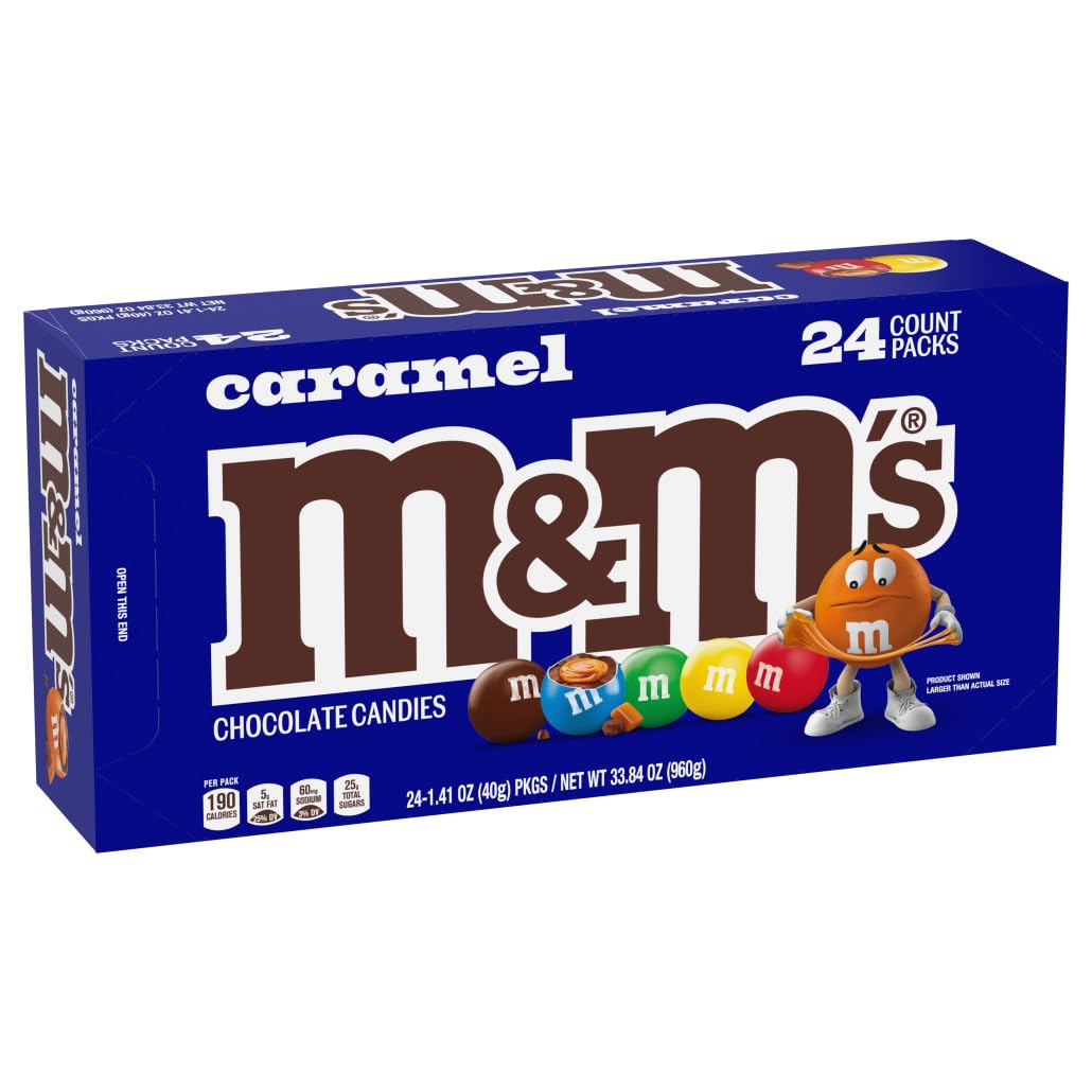 M&M'S caramel center with milk chocolate and glossy shell for on-the-go indulgence
