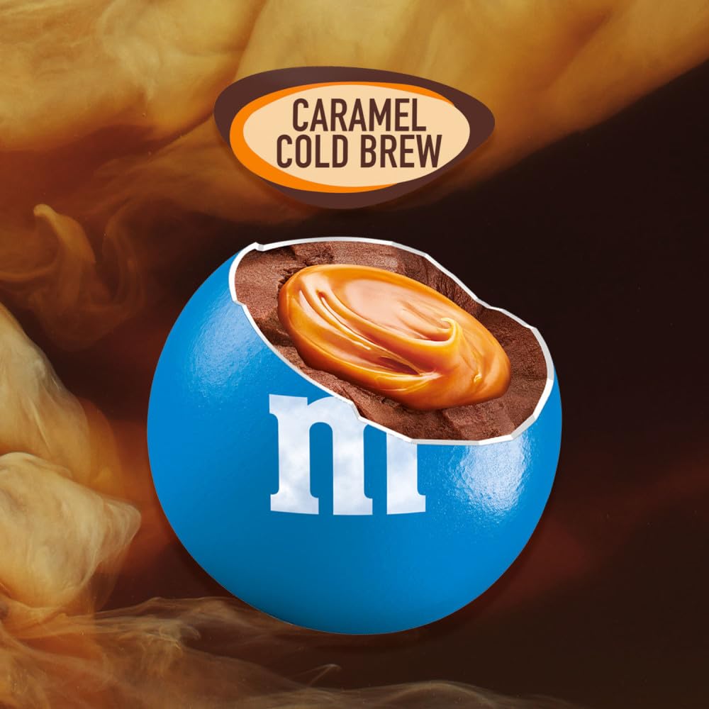 M&M'S Caramel Cold Brew candy shell close-up showing color and texture