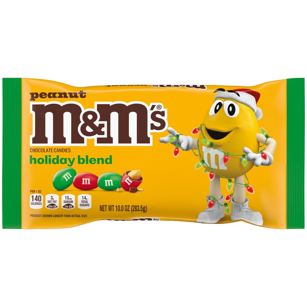 M&M'S peanut chocolate bites displayed on a festive cookie tray