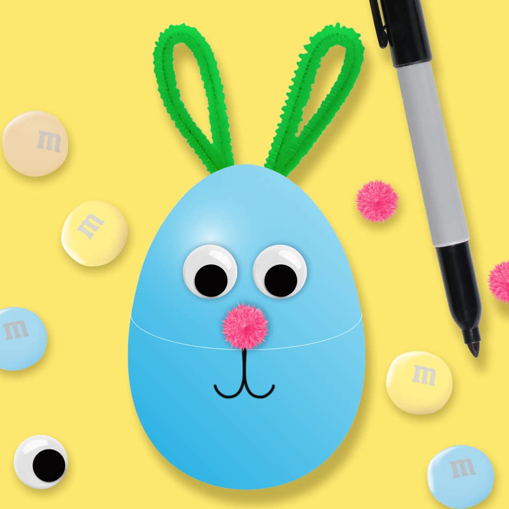 M&M's Easter candy dish display enhances table decor with pastel shells
