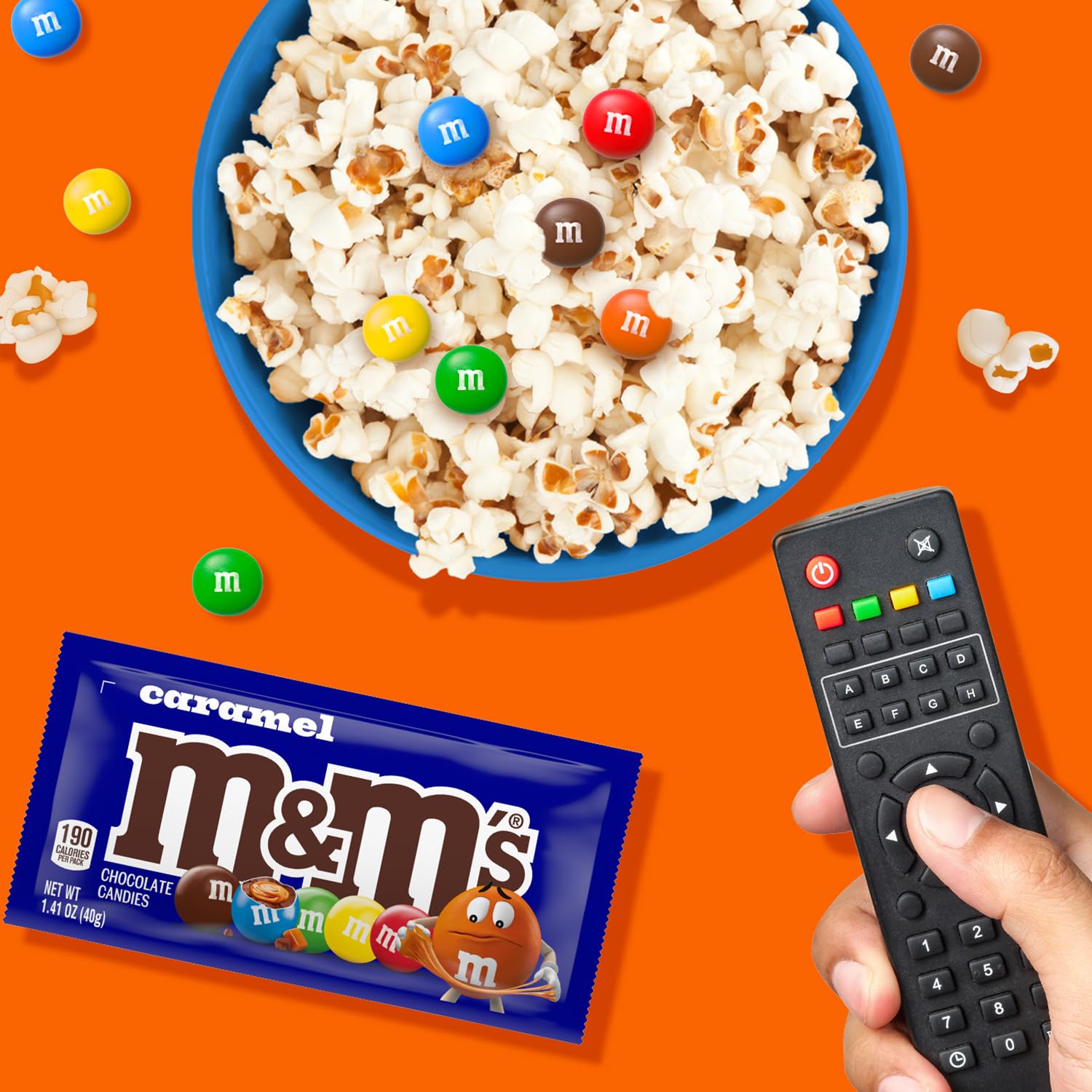 Gift-ready M&M'S caramel chocolates in a colorful package