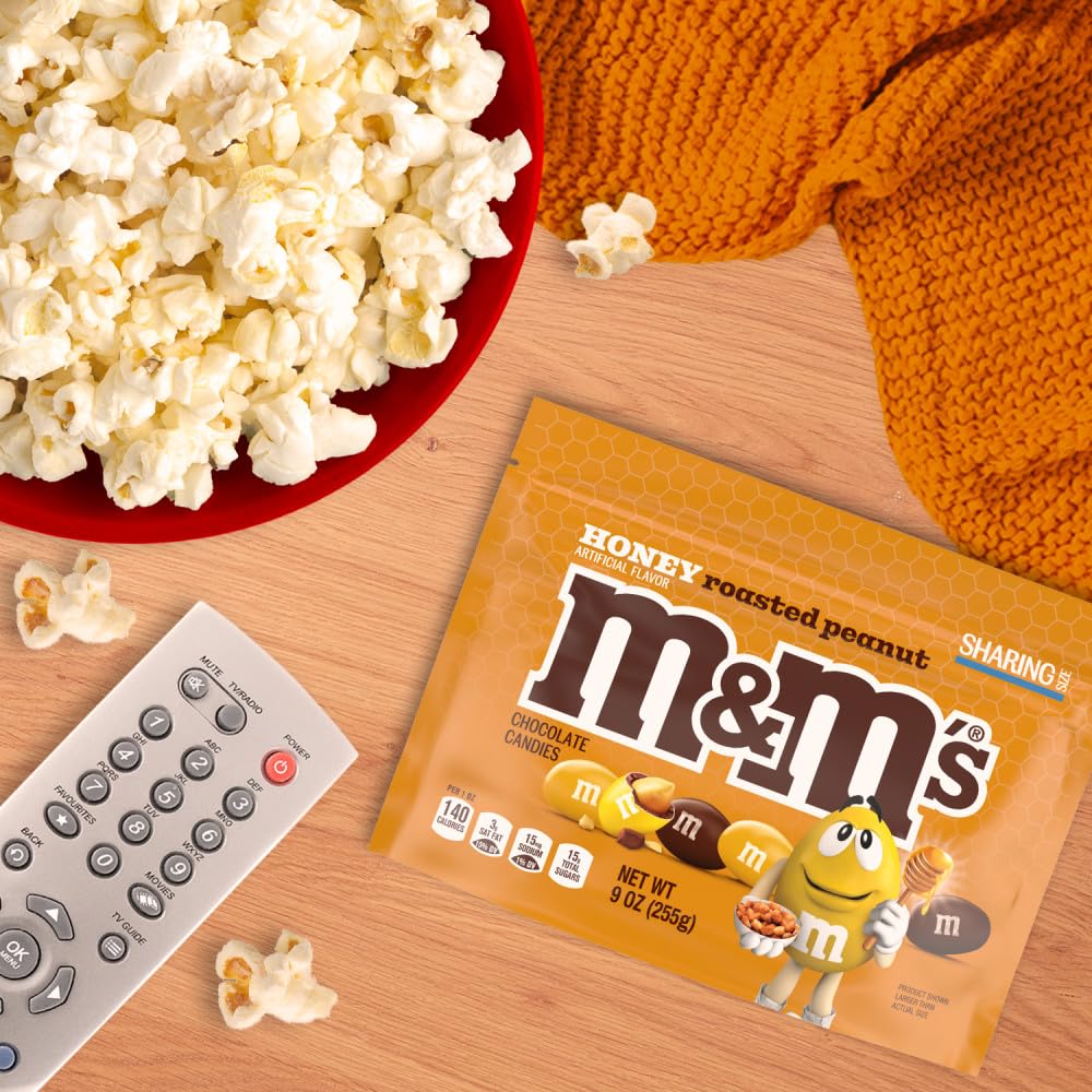 Popcorn bowl with M&M'S Honey Roasted Peanut Milk Chocolate for a sweet-salty twist.