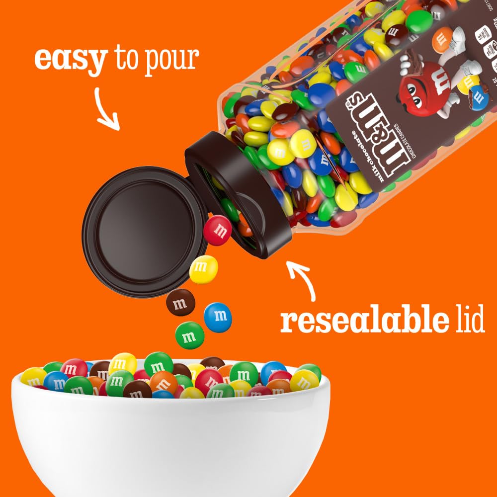 M&M'S Milk Chocolate in a popcorn bowl for movie night.