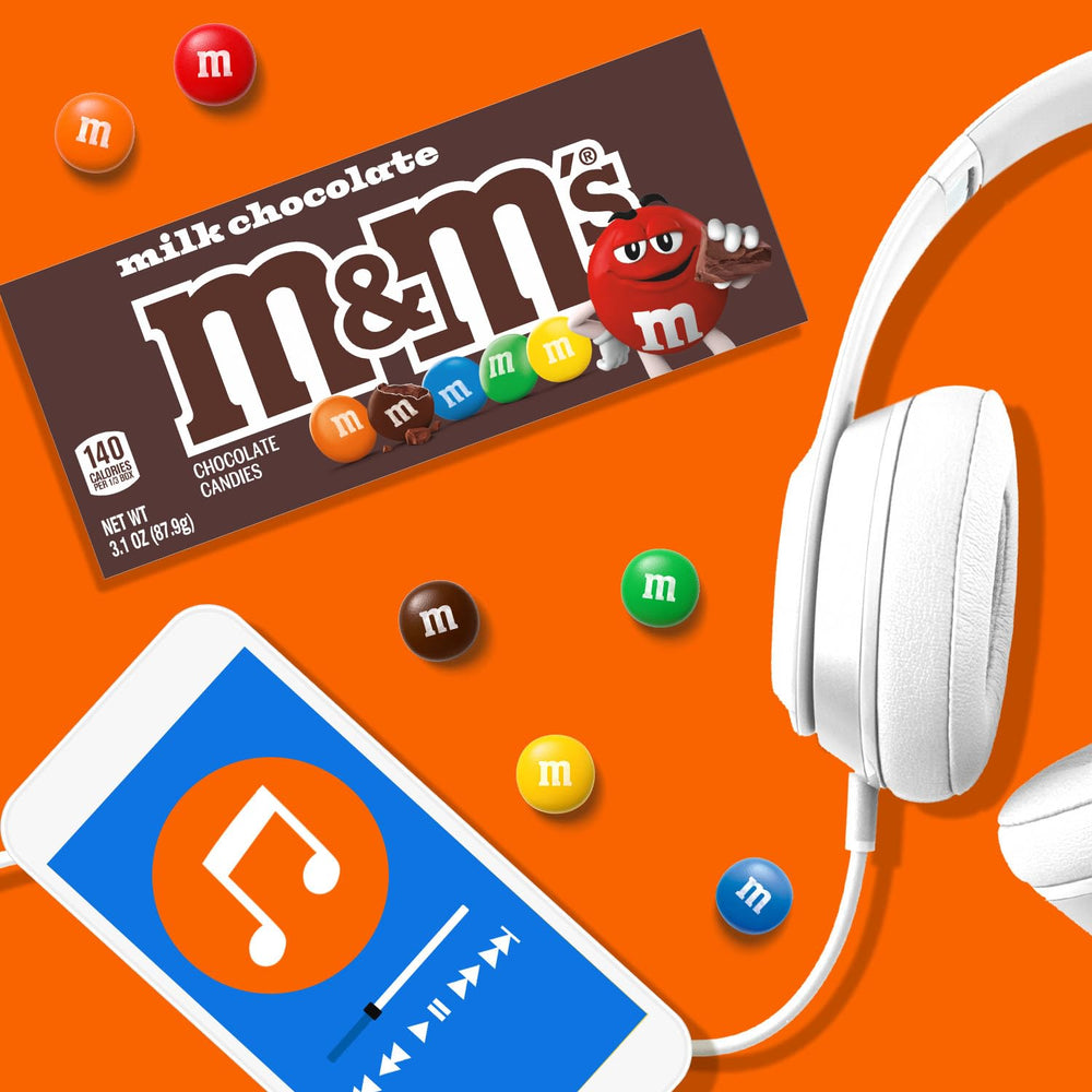 M&amp;M'S movie-night snack pack open ready for sharing with popcorn