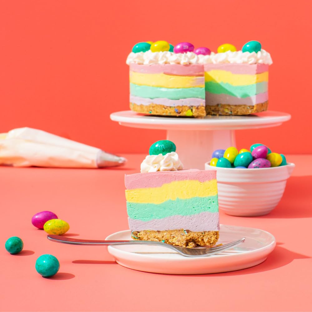 M&M'S Peanut Butter Eggs on a brunch spread, colorful candy for dessert boards.
