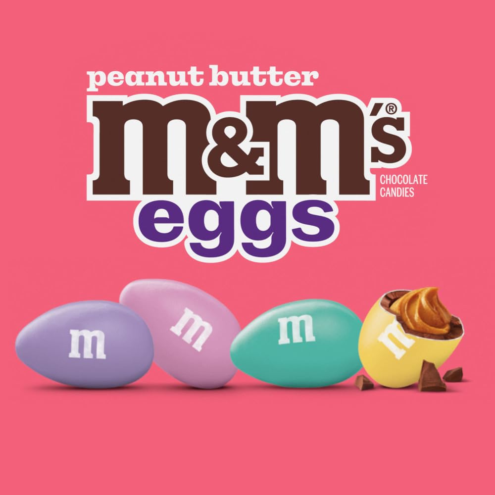 M&M'S Peanut Butter Eggs in Easter egg filler context, fun for egg hunts.