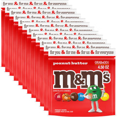 M&M'S Peanut Butter Milk Chocolate bag front view, perfect grab-and-go snack for travel.