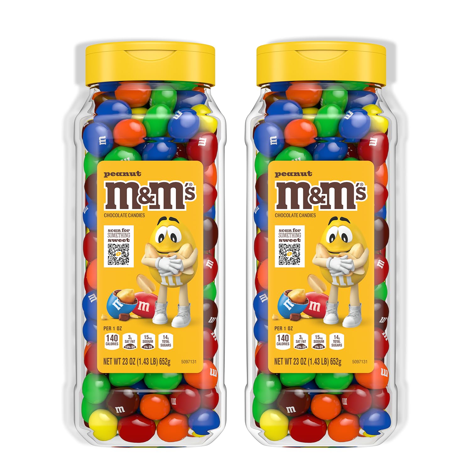 M&M'S Peanut Candy Jar front view, ideal for party bowls and sharing.