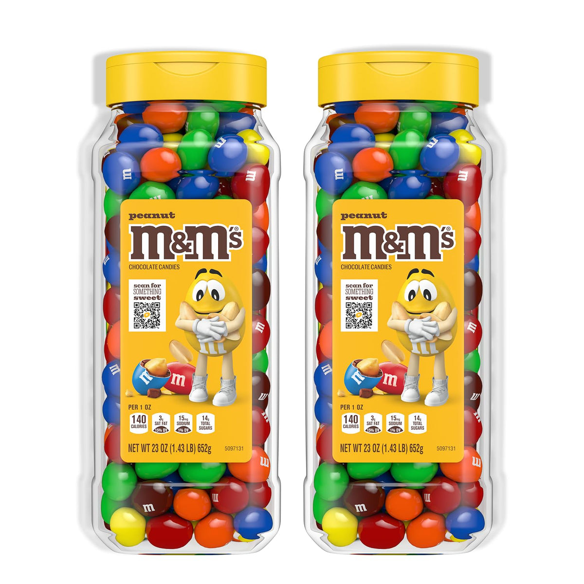M&M'S Peanut Candy Jar front view, ideal for party bowls and sharing.