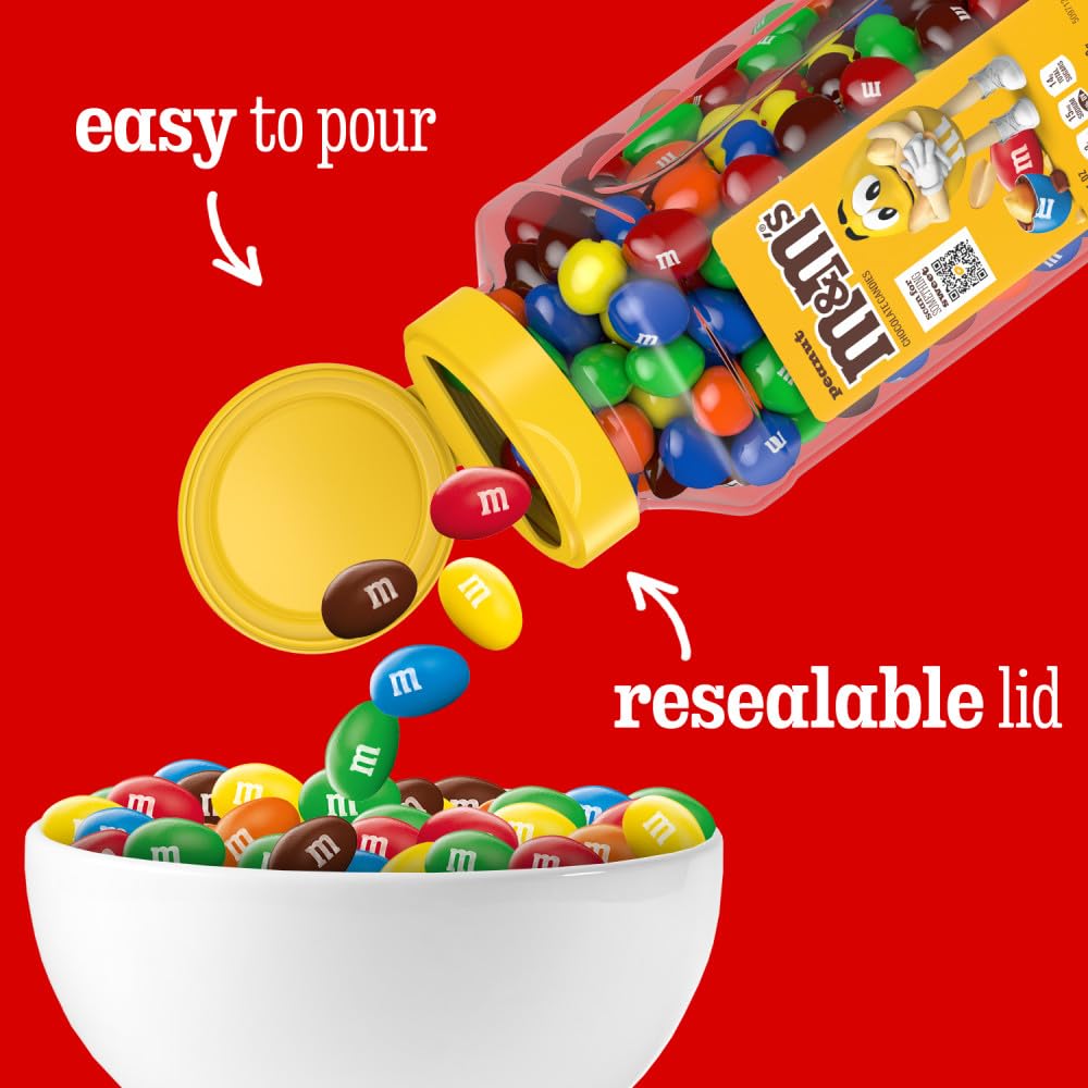 M&M'S Peanut Candy Jar open inside, perfect for baking additions.