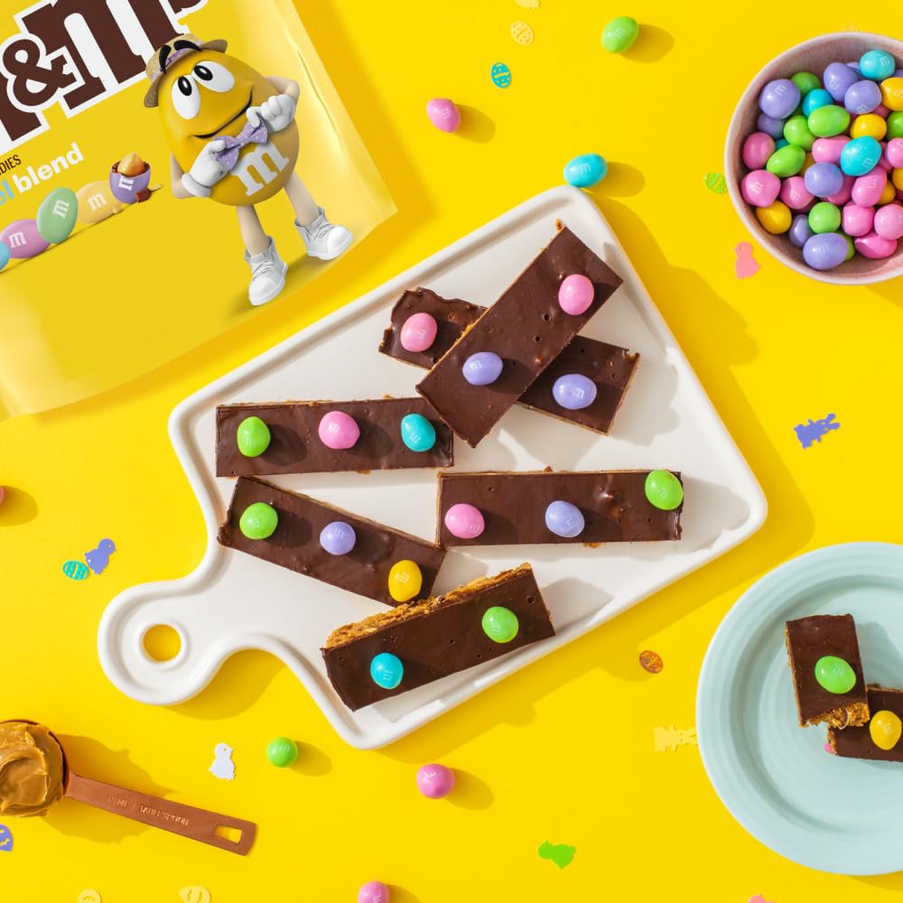 Close-up of M&M's Peanut Milk Chocolate texture.