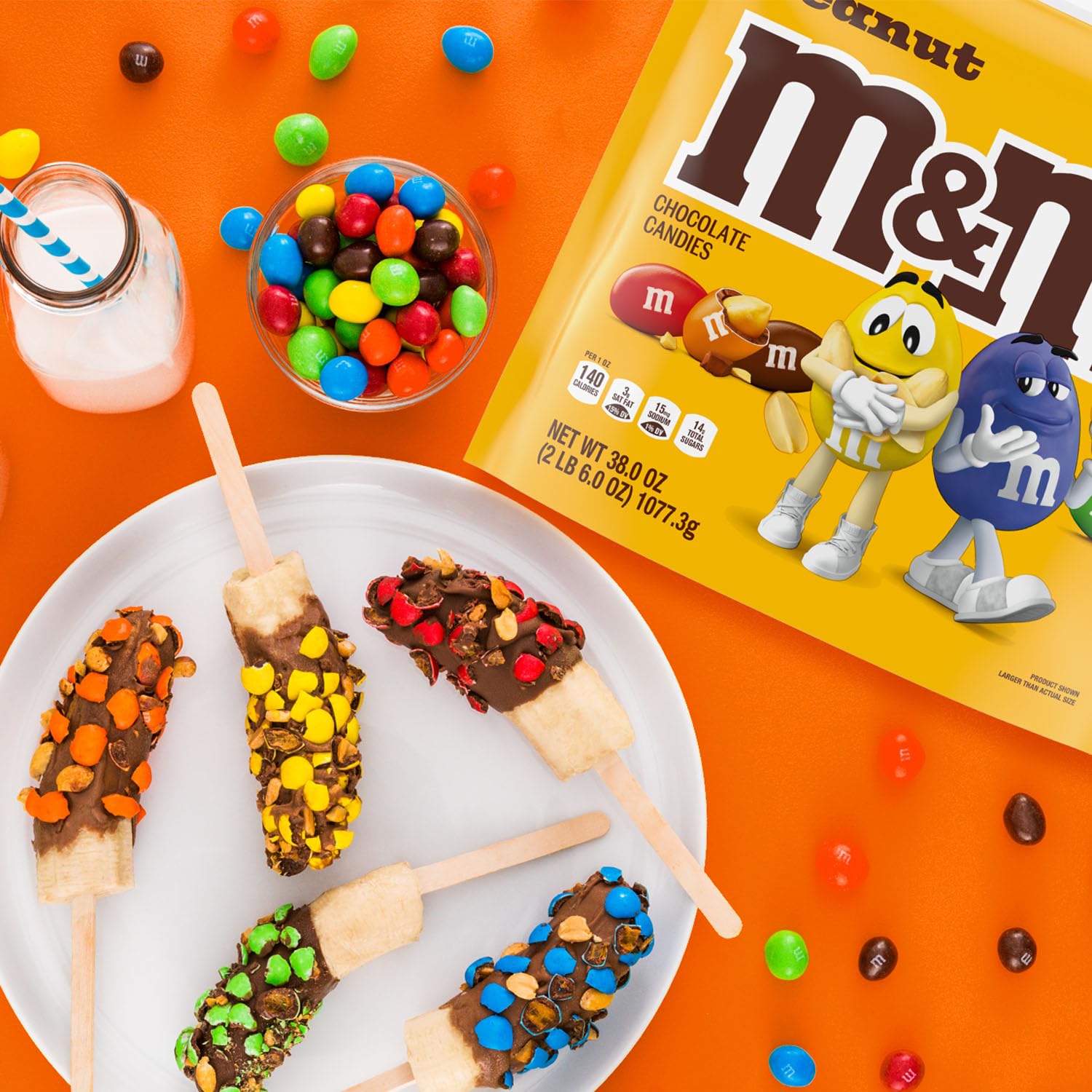 M&M'S on dessert cookies and ice cream toppings for festive treats.