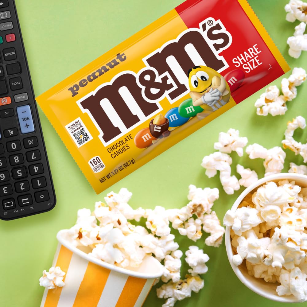 M&M'S Peanut Milk Chocolate in a candy bowl for movie-night snacking.