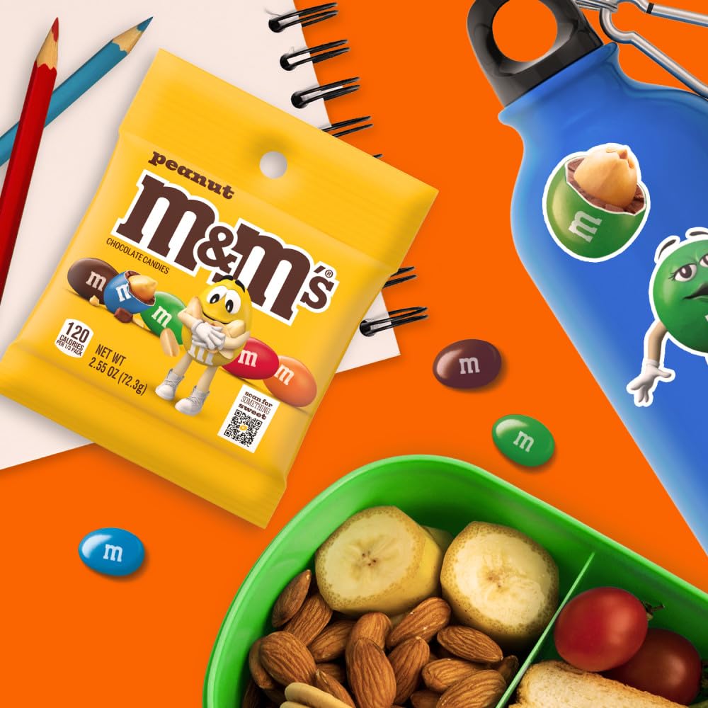 M&M'S Peanut Milk Chocolate bag is a quick on-the-go snack.