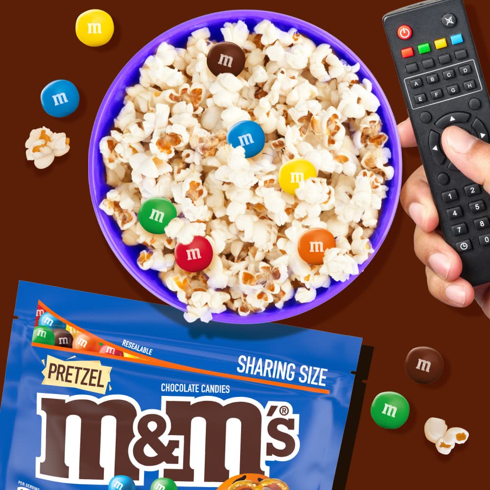 M&M'S Pretzel Milk Chocolate on a party table for movie-night sharing