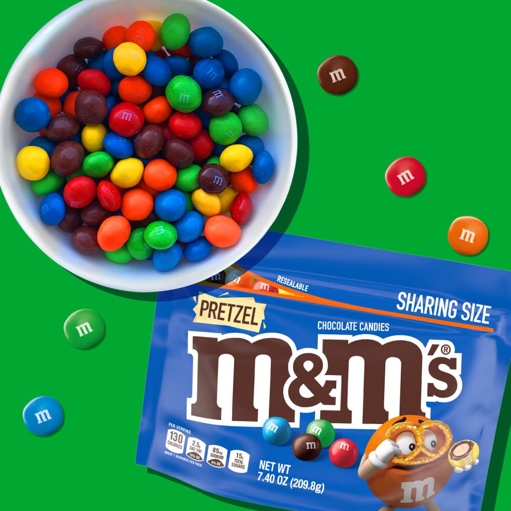 M&M'S Pretzel Milk Chocolate resealable zipper bag keeps snacks fresh