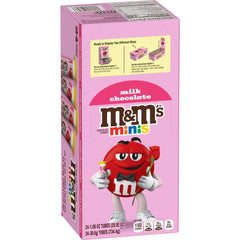 M&M's Valentine Minis milk chocolate tubes in a 24-pack for sharing.