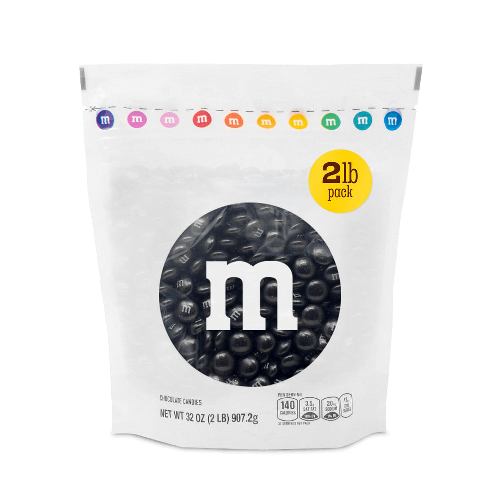 M&M'S World black milk chocolate candies in a resealable 2lb bag for parties