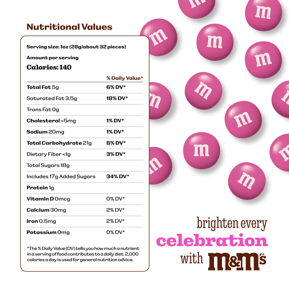 Close-up view of M&M’S WORLD dark pink milk chocolate showing creamy melt