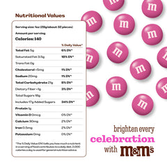 Close-up view of M&M’S WORLD dark pink milk chocolate showing creamy melt