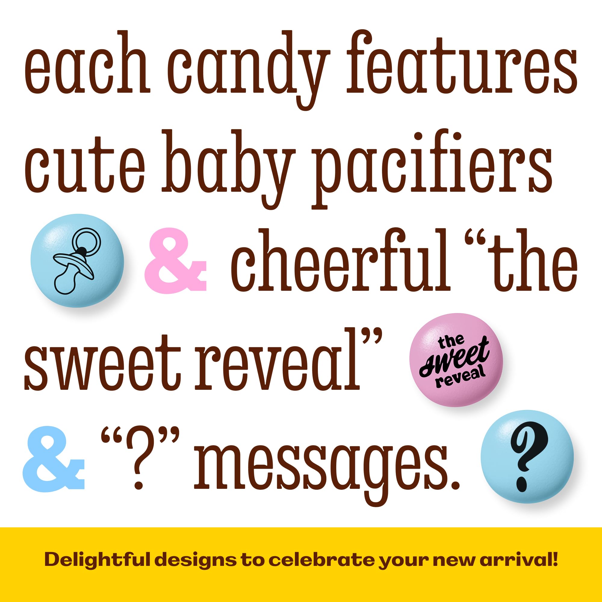 Gender reveal cake decoration using M&M'S World candy accents.
