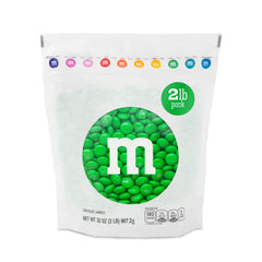 M&M'S World green milk chocolate candy 2lbs in resealable pack for easy freshness